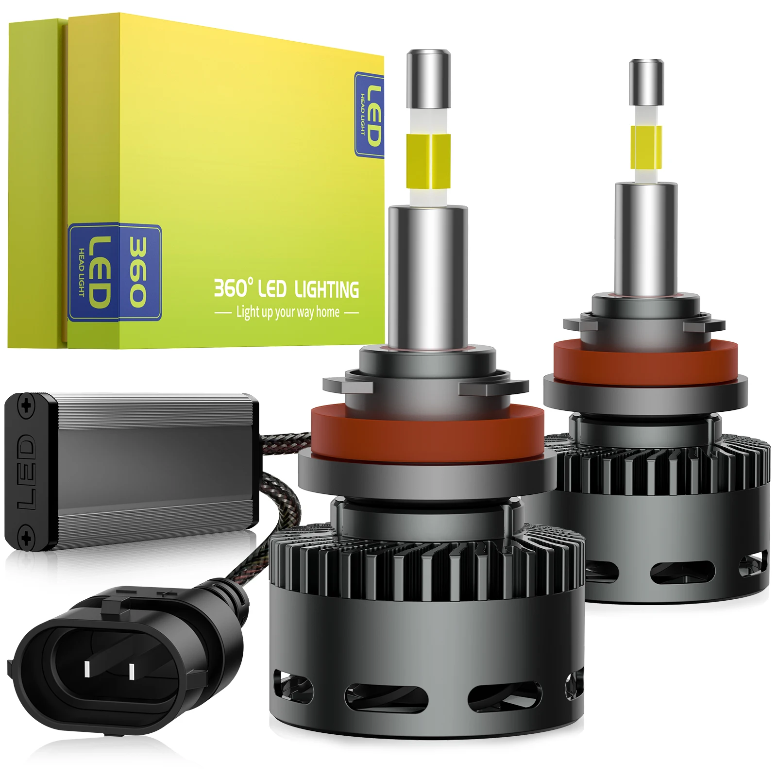 

RD09 Светодиодные лампы для фар с плоской головкой H11/H8/H9, 360° ° Подсветка, 2 шт.