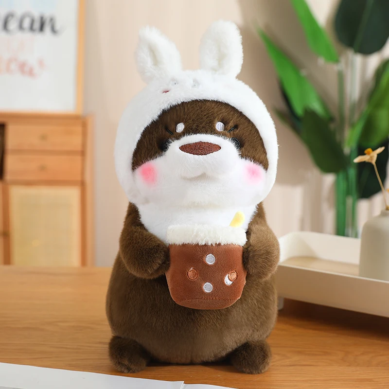 Peluche Kawaii Otter, adorabile lontra che si trasforma in dinosauro, coniglio, unicorno, bambola imbottita, morbido cuscino a forma di animale dei cartoni animati, regalo di compleanno_voghion.com