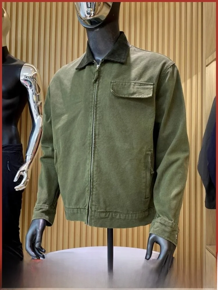 

Робочая одежда с вельветовым воротником в стиле ретро, мужская осенняя свободная одежда из чистого хлопка с воротником-стойкой, цветная верхняя одежда Blo