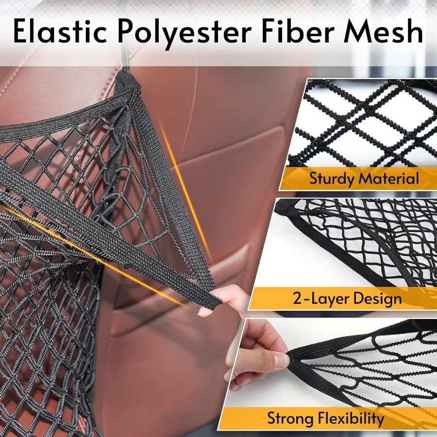 Dog Car Net Barrier for SUVs with Metal Hooks and Stretchable Mesh Design Car Divider and Storage Bag Included Ideal for Safe T