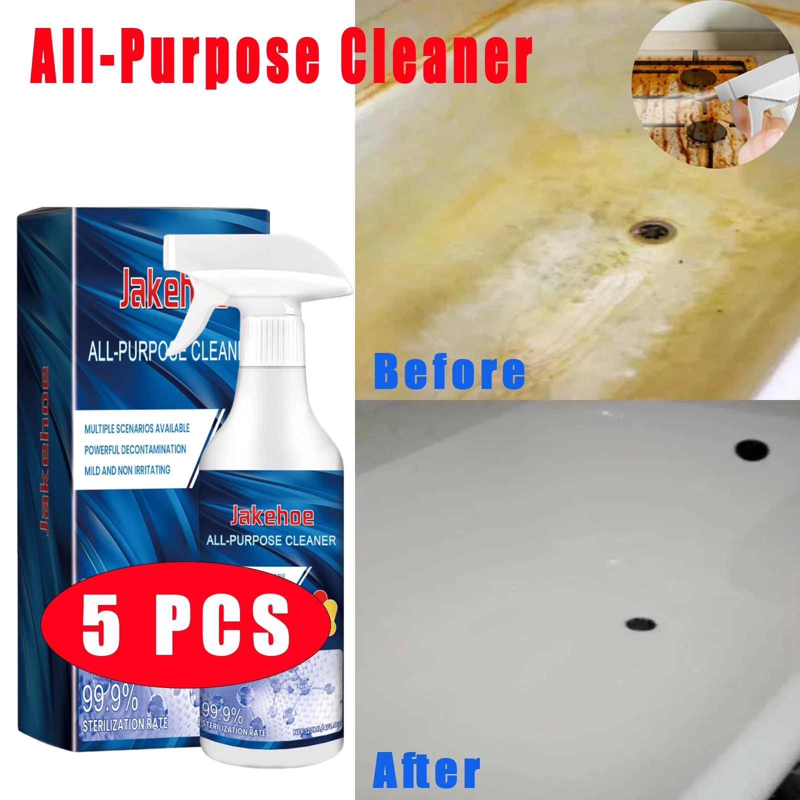 

5PCS Multifunction Cleaner Spray Household Kitchen Toliet Cleaning Oil Dust Stain Remover Foam Agent Bubble Cleaner Grease Clean