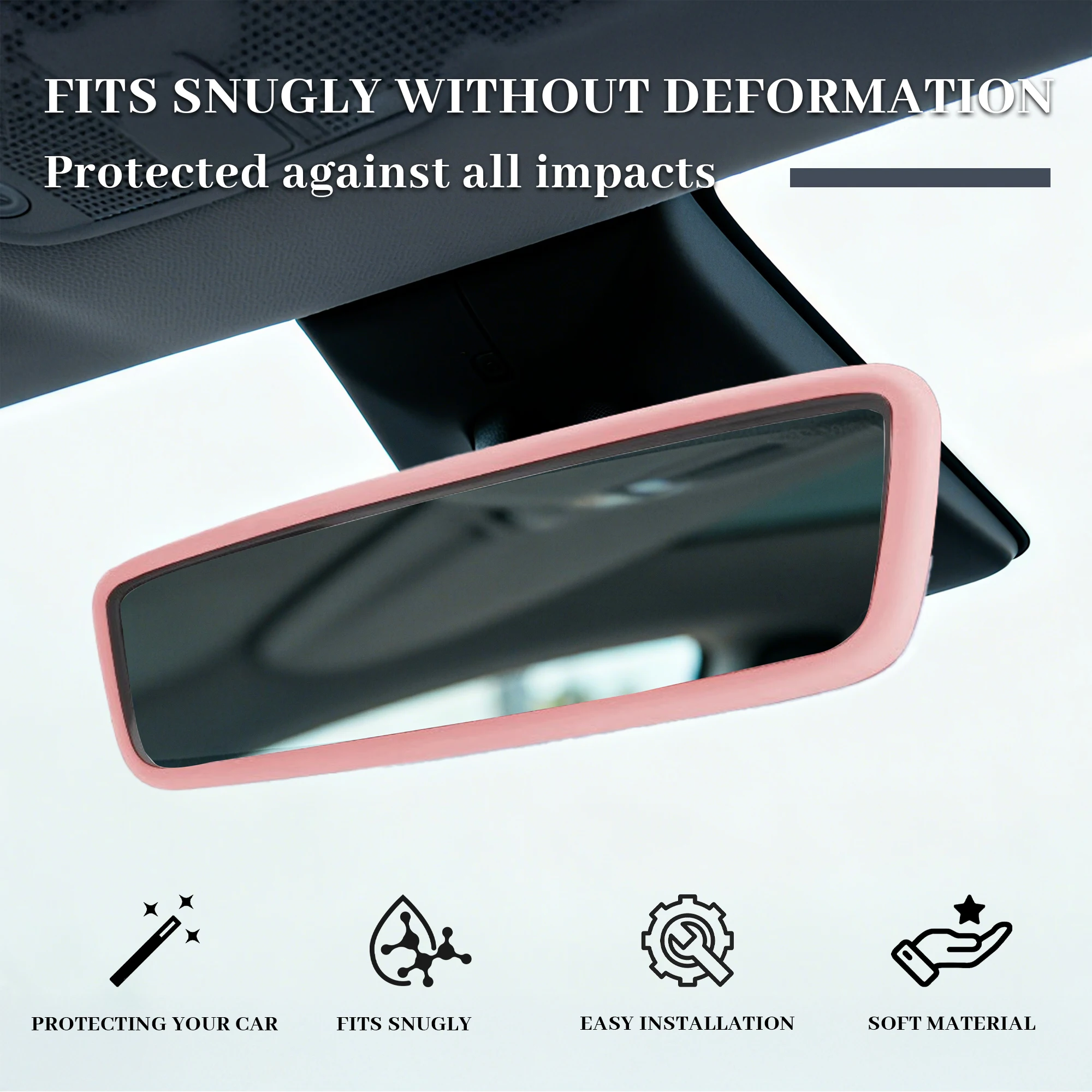 For 2024-2026 Tesla Model 3 & 2025-2026 Model Y Pink Screen Protector, Rearview Mirror Guard, Wireless Charging Pad Interior Accessories