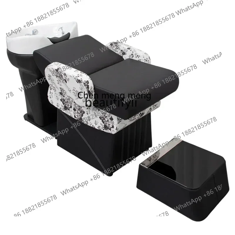 Half Lying Shampoo Chair Half Lying Flushing Bed Barber Shop Ceramic Beauty Salon Shampoo BedK182
