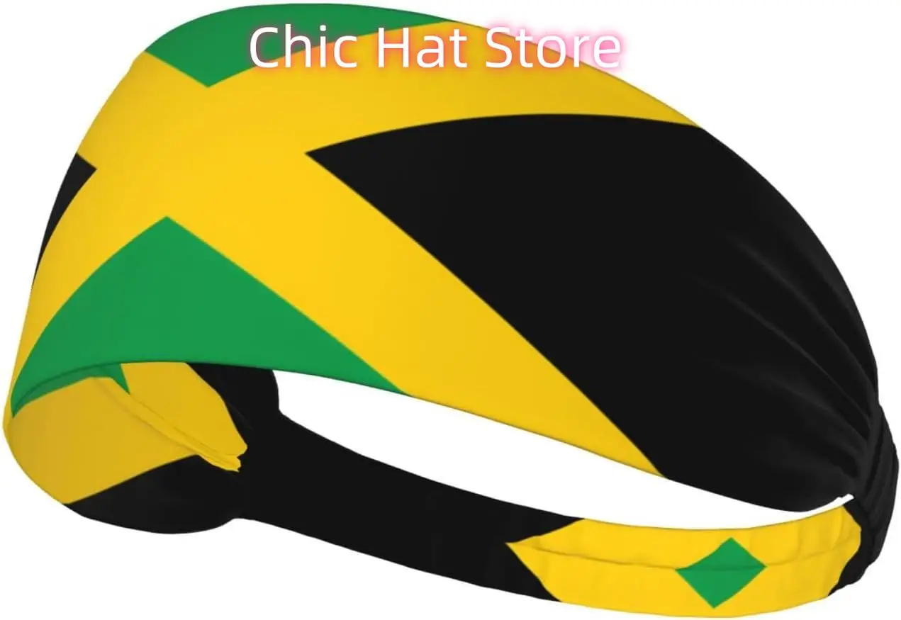 

Flag of Jamaica Elastic Exercise Headband, Fitness Exercise Yoga Cycling Headband, Outdoor Sports Elastic Sweat-Absorbing Headba