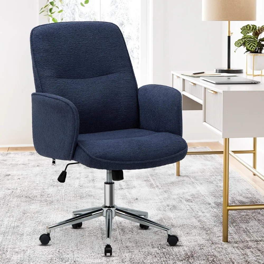 

Comfy Office Desk Chair, Upholstered Fabric Computer Desk Chair, Criss Cross Chair with Wheels and Armrests