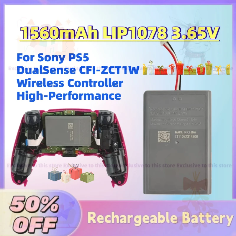 

High-Quality New 1560mAh LIP1078 3.65V Replacement Battery for Sony PS5 DualSense CFI-ZCT1W Wireless Controller High-Performance