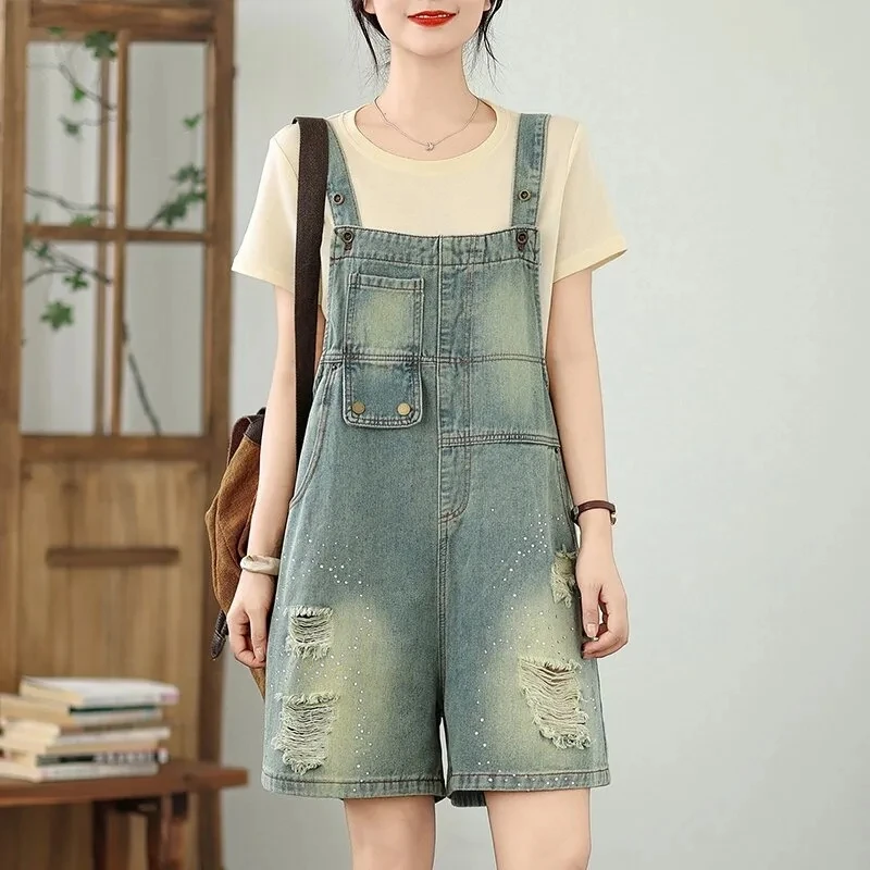 

Plus Size Denim Jumpsuit Women 2025 Summer New Arrivals Wide Leg Loose Blue Jeans Overalls Elegant Casual Jumpsuit Rompers