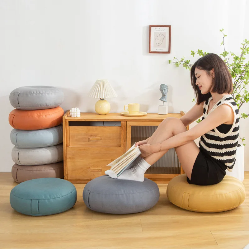 Round Seat Cushion Thick Small Sitting Pier Futon Leather Floor Cushion Lazy Cushion Balcony Bedroom Tatami Sitting Stool Mat