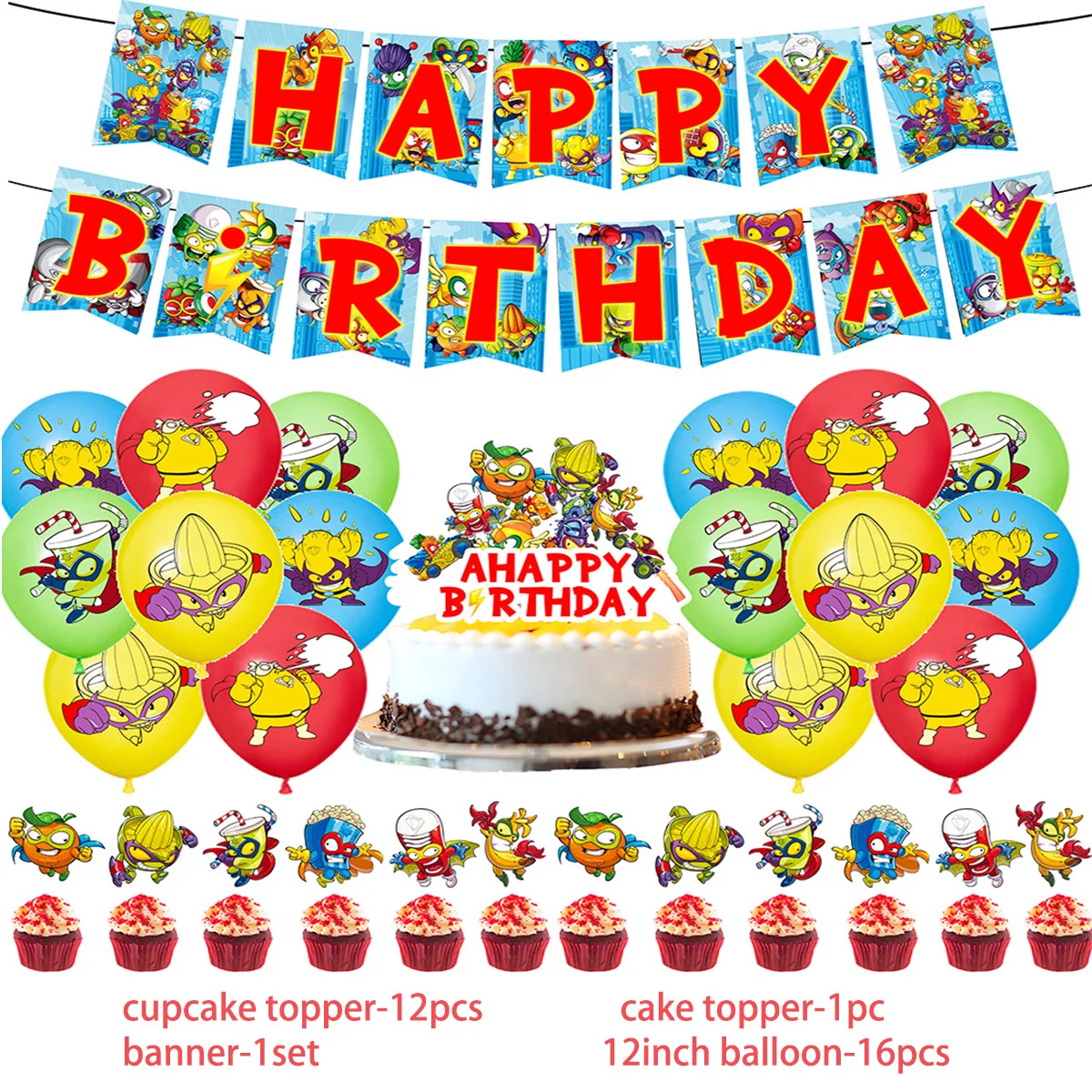 Superthings Theme  Birthday Party Supplies Decor Super-zings Balloon Banner Backdrop Cake Supplies Banner Kids Baby Shower Gifts - view 2