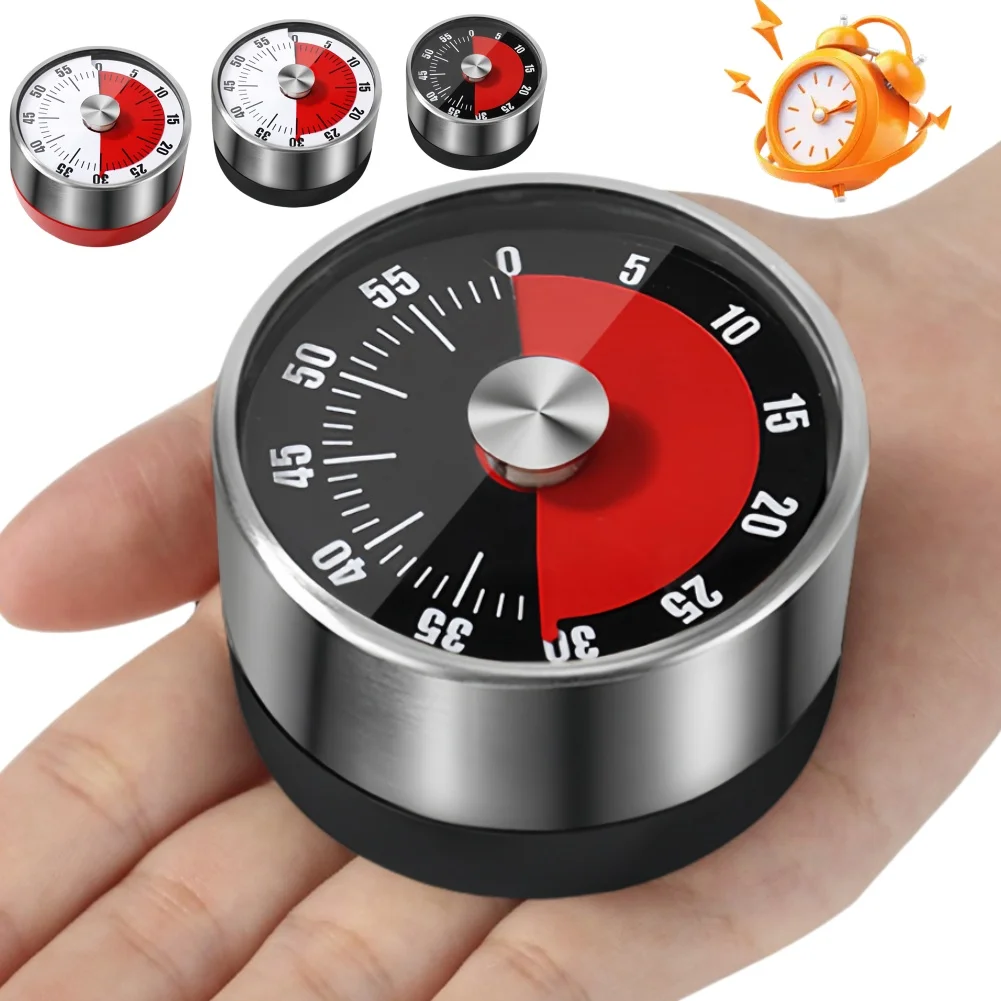 Stainless Steel Magnetic Mechanical Visual Timers Countdown Reminder Baking Clock for Teaching Meeting Kitchen Cooking Baking Wo
