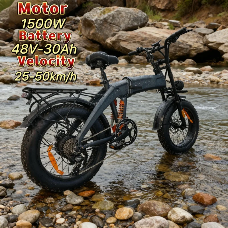 

20*4.0 retro snow tire bicycle 1500W motor +48V 30Ah lithium battery foldable urban commuter mountain off-road electric bicycle