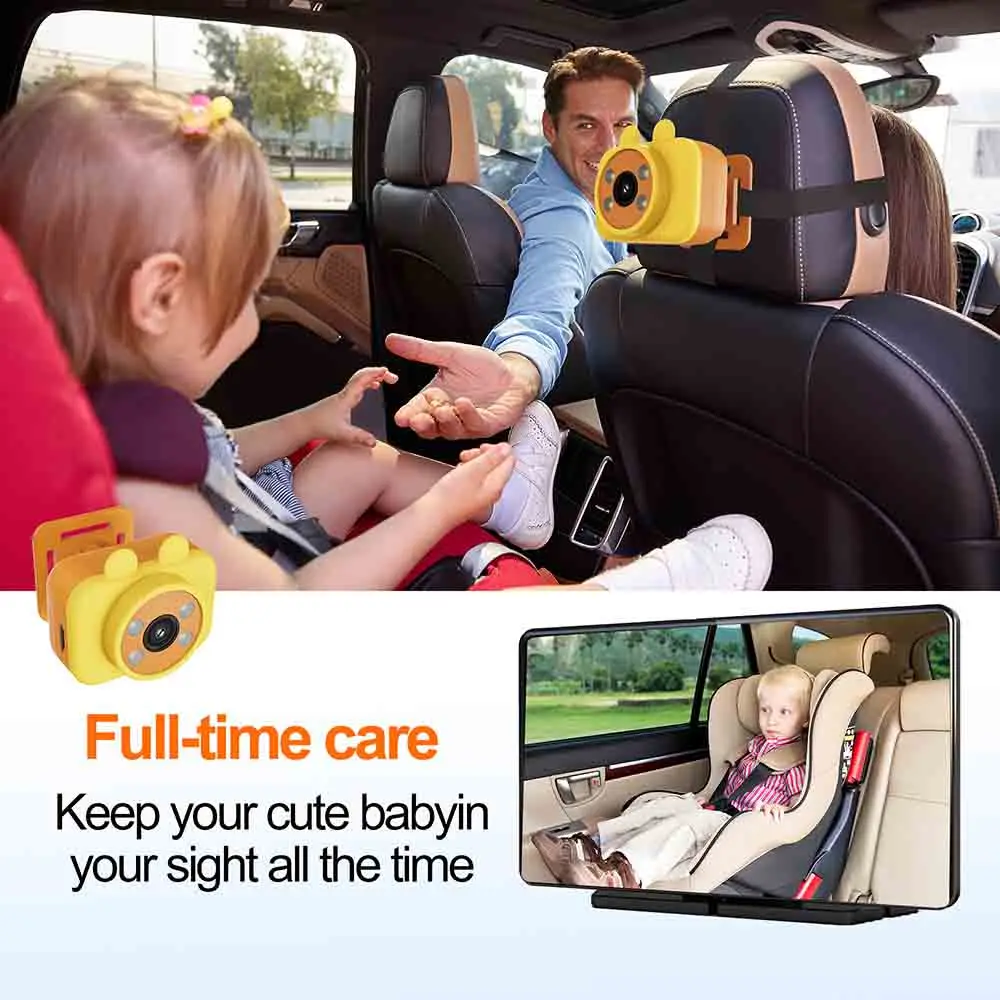 Soybean ZD23 Baby Car Mirror 2K 7'' Touch Screen Baby Camera with Night Vision 150° Wide View Angle for Infants Kids with Camera