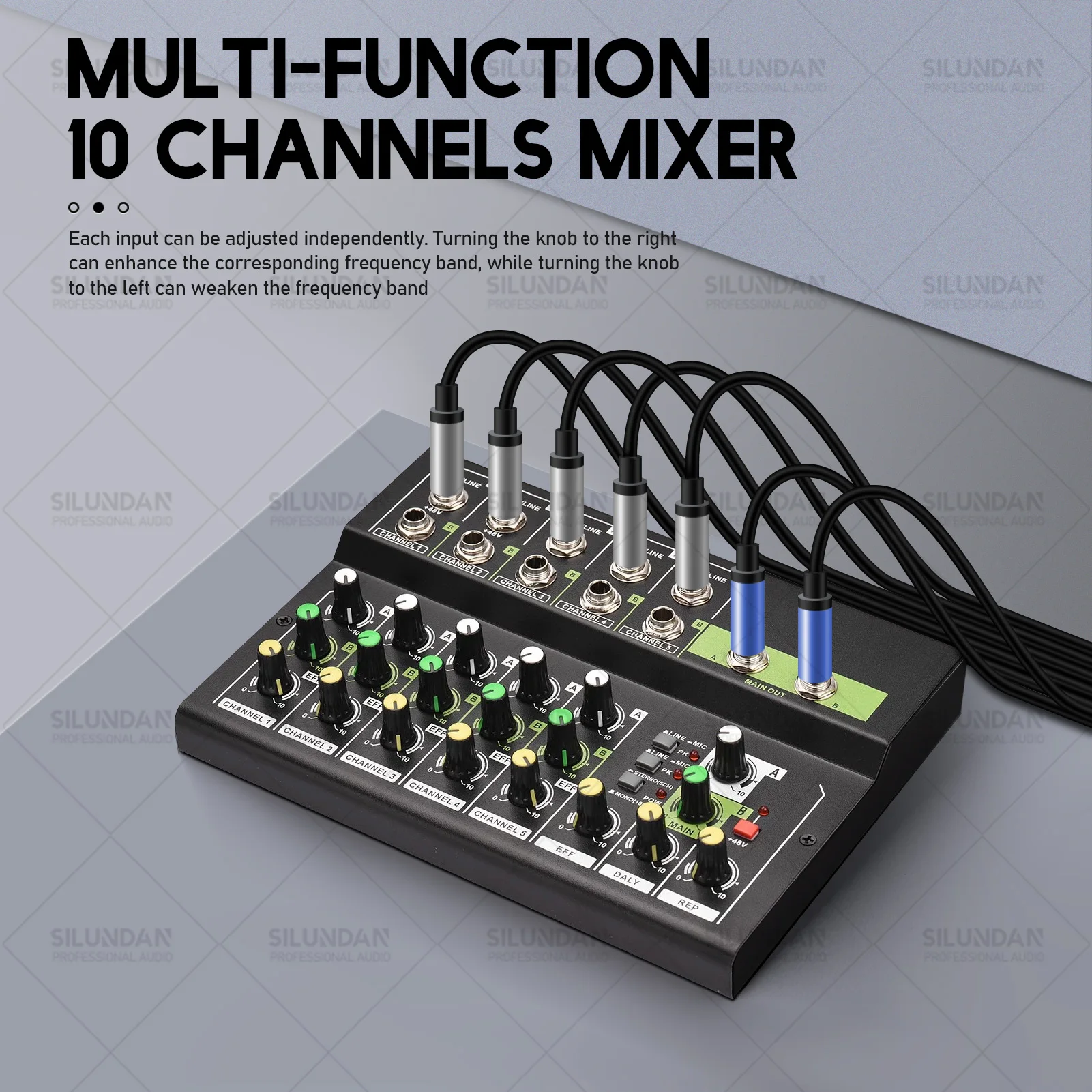 

10-Channels Digital Audio Mixing Console Stereo Mic/Line Mixer with Reverb for Recording DJ Network Live Broadcast Karaoke Home