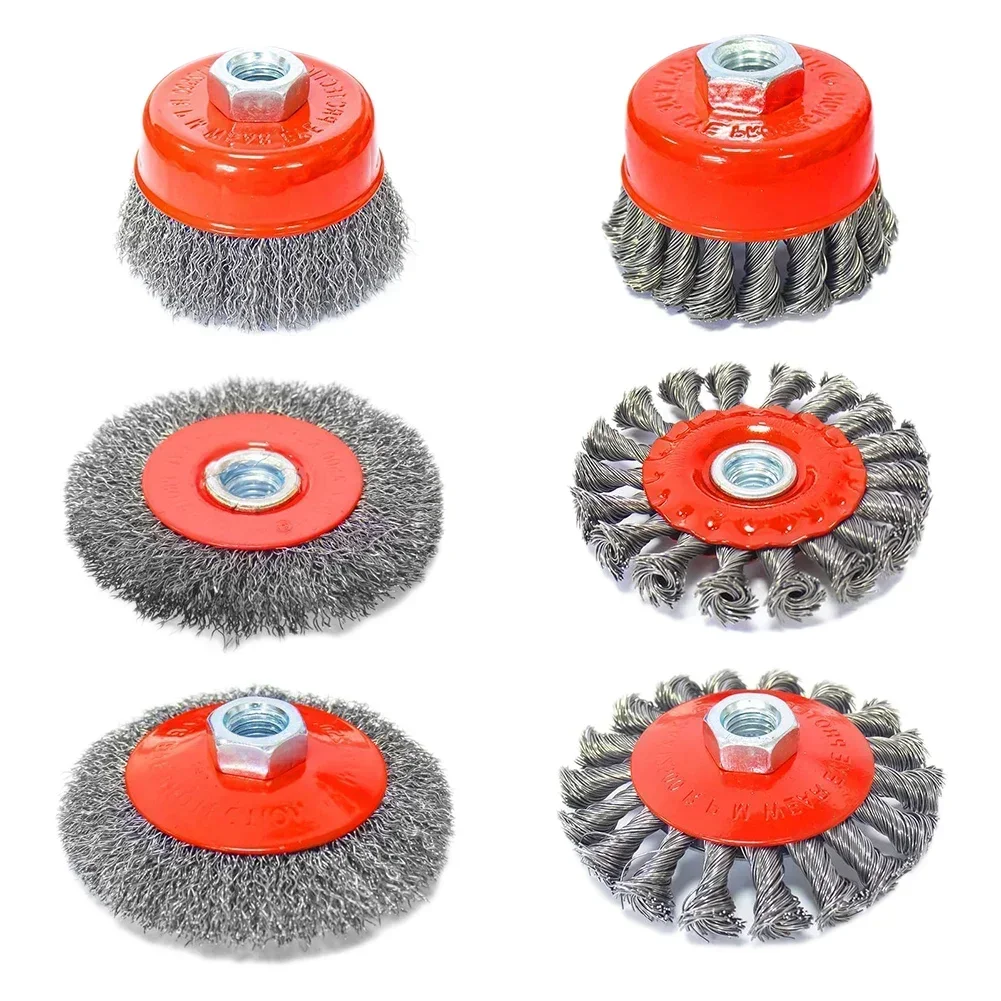 Stainless Steel Wire Brush Bevel Wheel For Thread Angle Grinder Rust Removal Wire Brush Cleaing Polishing Tool