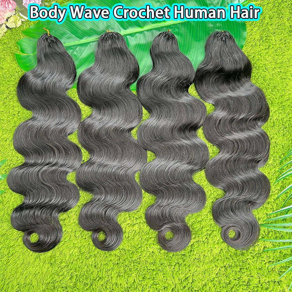 Body Wave Crochet Human Hair Knotless Invisible Crochet Human Hair Extensions With String In The Middle Pre Separated