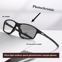 -50~ -75~ -400 Photochromic Color Myopia Glasses Ultra Light Version with Degree Anti Blue Light Flat Glasses Sunglasses Sports