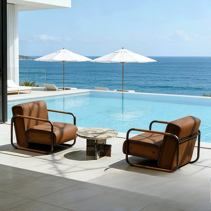 Outdoor sofa villa courtyard garden terrace garden sales department yacht leather waterproof sun hotel furniture