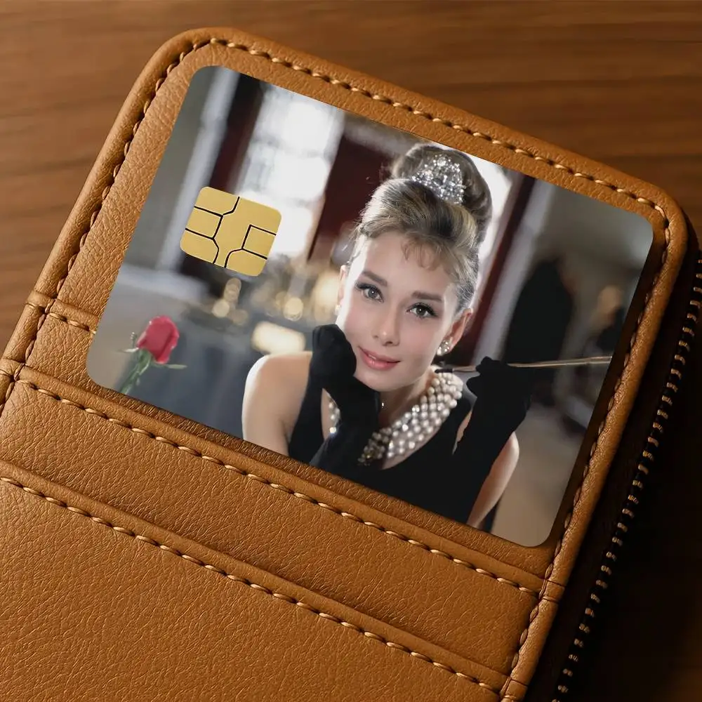 Vintage Audrey Hepburn Waterproof Film skin Cover 4PCS Credit Card stickers Debit Front Decoration Commuter Pass