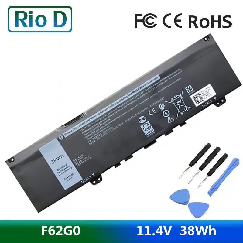 

New F62G0 F62GO RPJC3 39DY5 Battery for Dell Inspiron 13 5370 7370 7373 7380 7386 Vostro 5370 P83G P87G 11.4V 38Wh