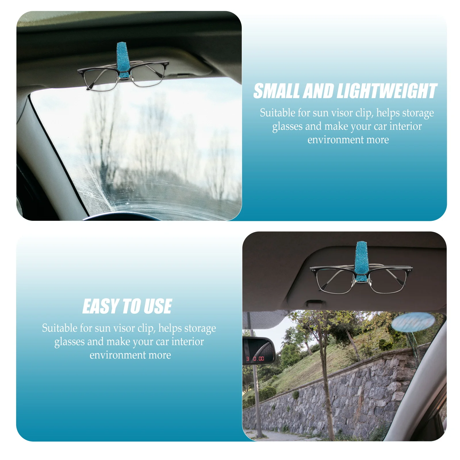 

Car Sun Visor Glasses Holder Clip Practical Organizer Rhinestone Decor Durable Long Service Life Sunglass Visor Clip