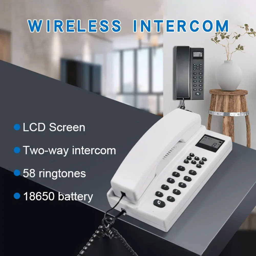 2.4GHz Intercom Wireless Interphone for Home Office Apartment Villa Walkie-talkie Wireless Intercom System Telephone