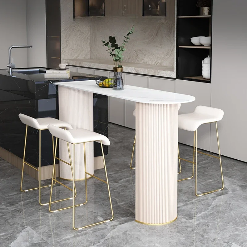 Cream Wind Rock Slab Bar Counter Small Household Bar Counter Table Chair Combination Creative Partition Bar Tavolo Counter Table