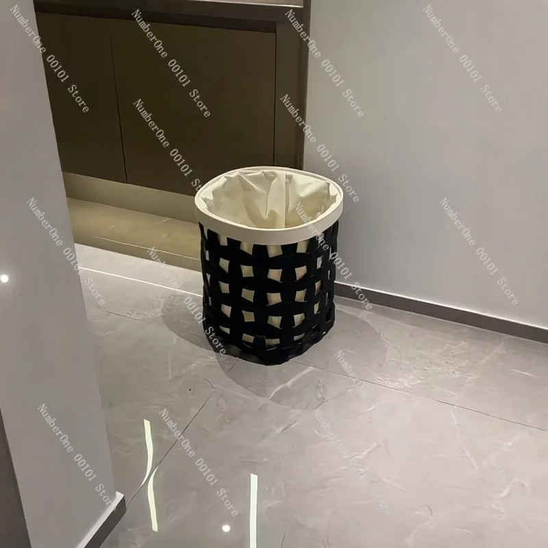 Large Capacity Woven Leather Laundry Basket Foldable Dirty Clothes Hamper Multifunction Storage Bin Home Bathroom Bedroom