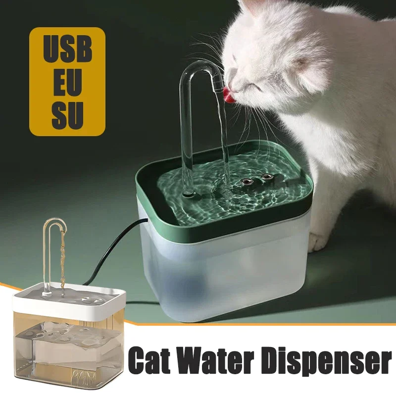 1.5L Ultra-Quiet Cat Water Fountain Filter Smart Automatic Pet Dog Water Dispenser&Burnout Prevention Pump Recirculate Filtrin