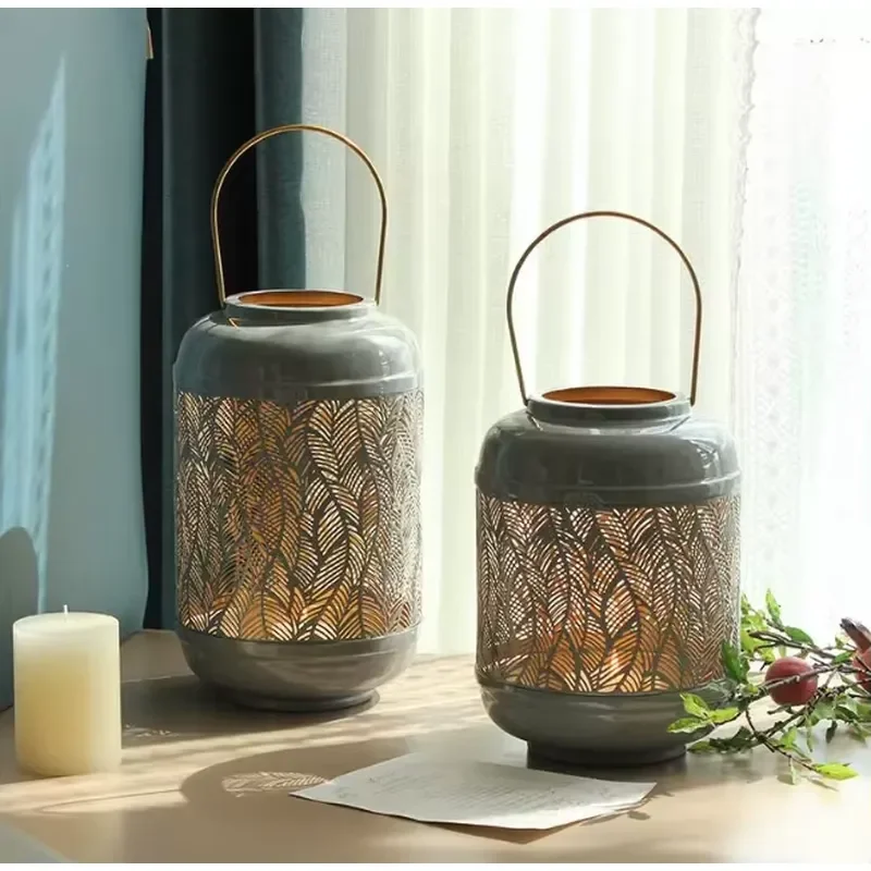 Modern Aluminum Metal Windproof Candle Holder Lantern for Outdoor Patio Garden Decor Vintage Style Tea Light Stand Home