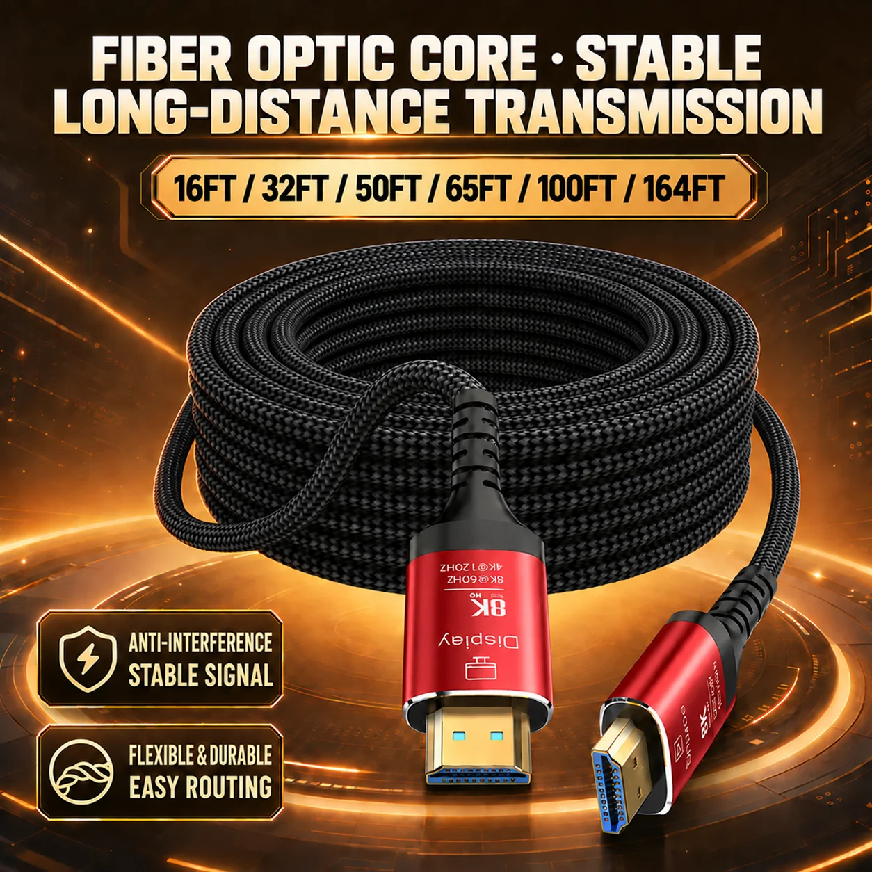 8K Fiber Optic HDMI 2.1 Cable 8K 60Hz 4K 120Hz 2K 144Hz Directional HDMI Cord for TV Monitor Projector 5m-50m