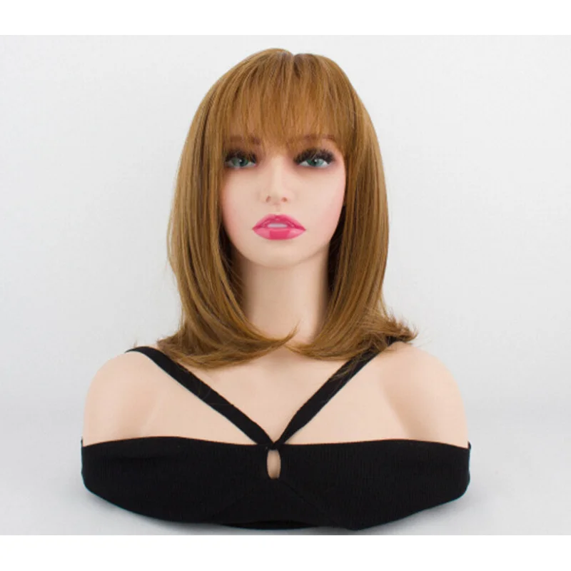 

New Women Wig Curly Wig Ladies Wig Girl Mixed Brown Wig+Wig Cap