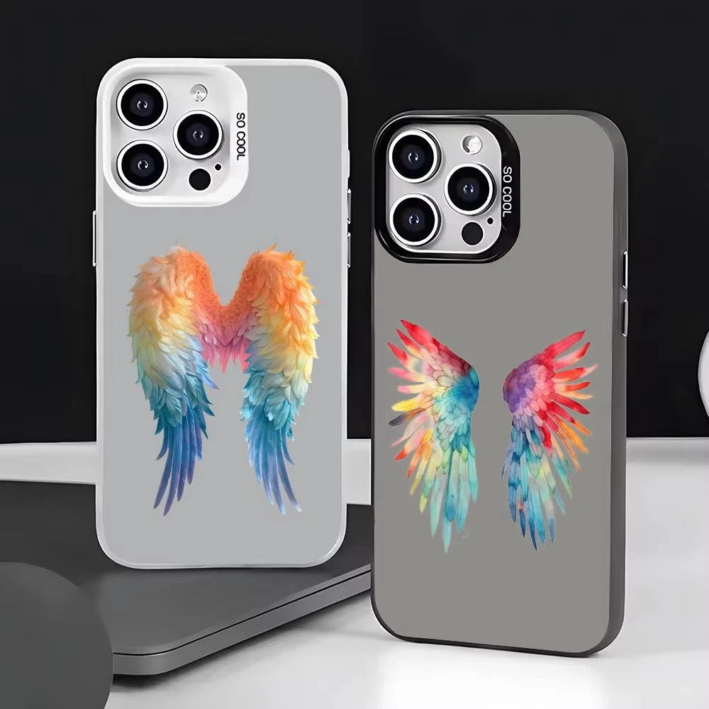Funda de Teléfono con Diseño de Alas de Ángel para Samsung Galaxy S26 S25 Ultra S24 S23 FE S22 S21 Plus S20 A56 A55 A54 A35 A15, Carcasa Rígida Mate