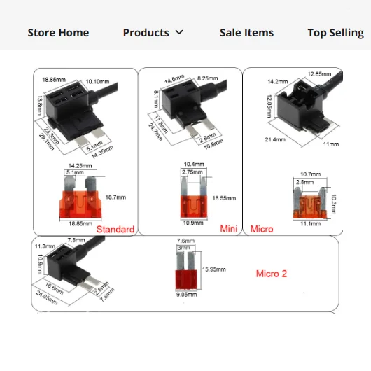 12V 24V MINI SMALL MEDIUM Size Car Fuse Holder Add-a-circuit TAP Adapter with 10A Micro Mini Standard ATM Blade Fuse