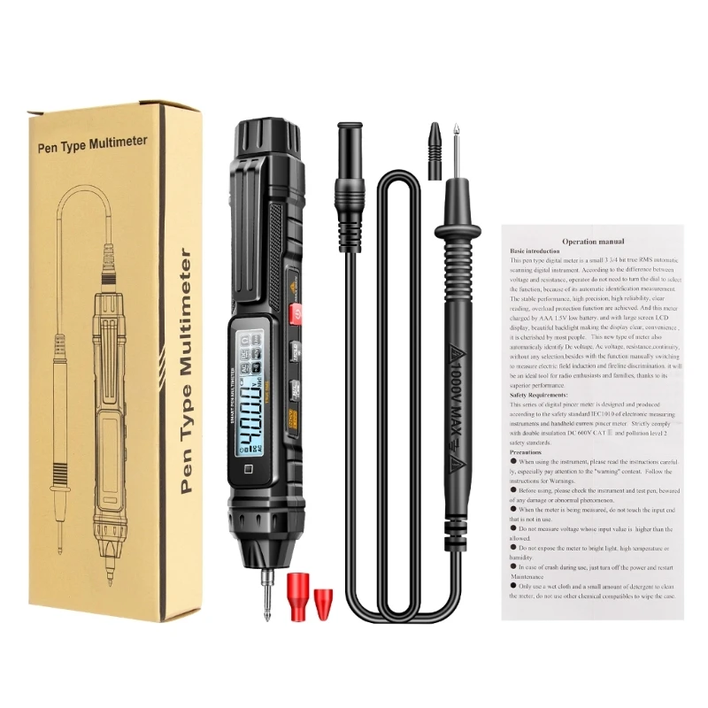 

Pen Type Digital MultiMeter Electric Tester Auto Resistance Measurement & Continuity Test with Data Hold Backlit Dropship