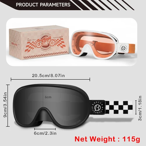 Imagen 2 del producto BOLLFO-gafas fotocromáticas Vintage para motocicleta, equipo de equitación para Motocross, UV400, antiniebla, para esquí, moto de nieve y Snowboard