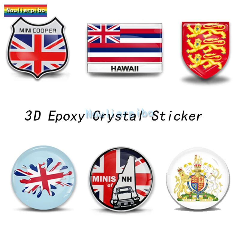 

3D Epoxy Resin Union Jack National Emblem Map Car Dome Sticker Car Motorcycle Trolley Case Laptop Vinyl Cell Phone Decal