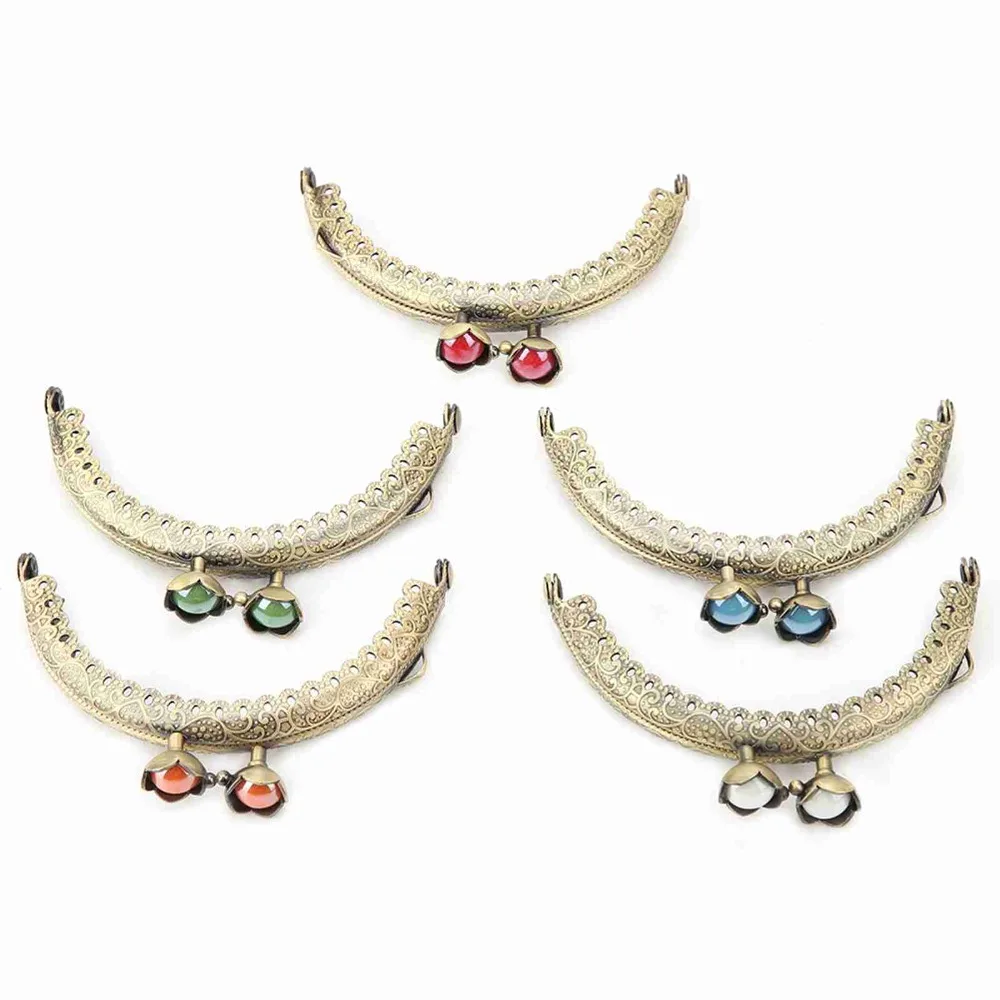 5pcs Bead Color Metal Frame Purse Clasp Frame Alloy Frame Embossed Sewing Clutch Frame Bag Clasp Lock Frame DIY Craft