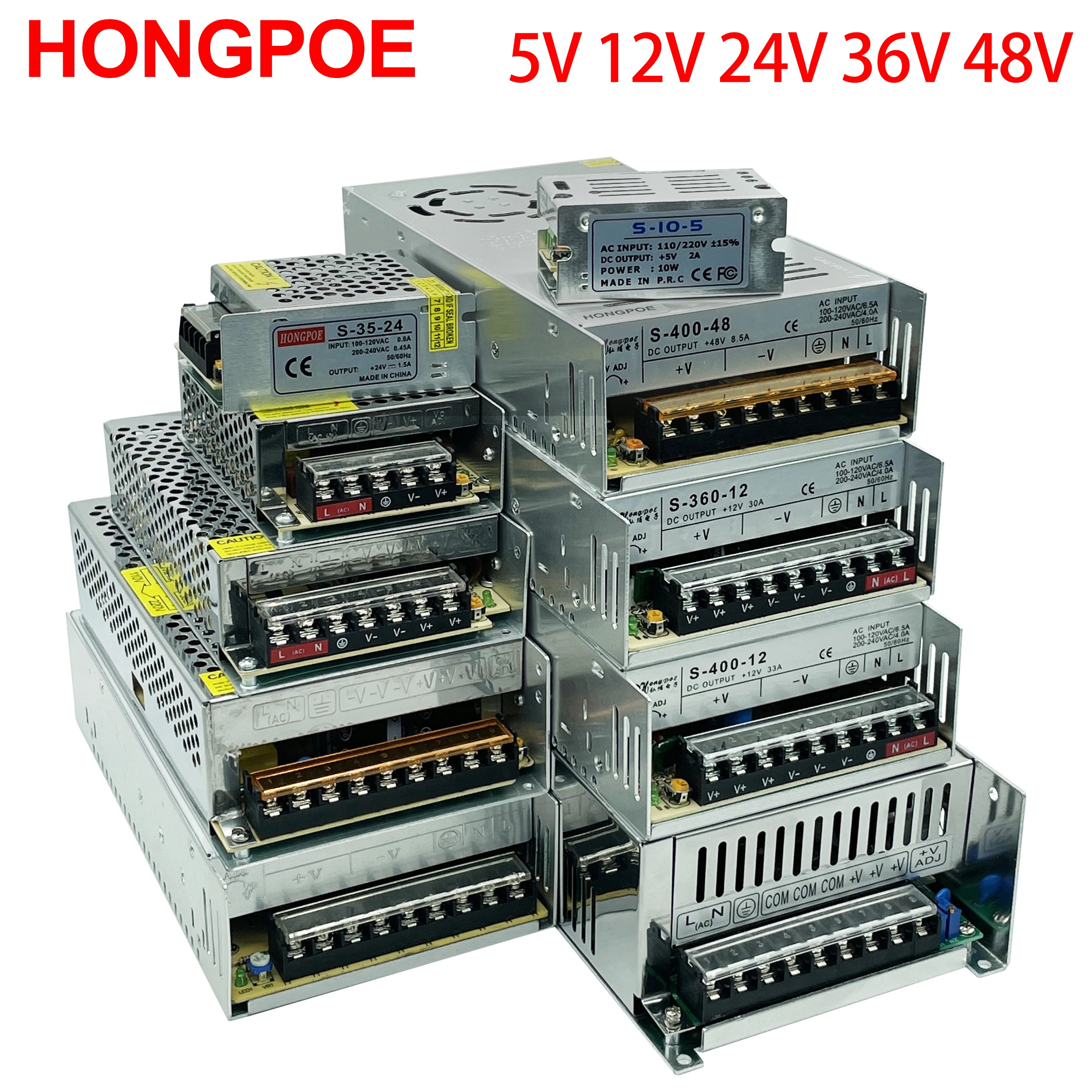 Power Supply 5V 12V 24V 36V 48V Power Supply SMPS 5 12 24 36 48 V AC-DC 220V TO 5V 12V 24V 36 48V1A 2A 3A 5A 10A 20A 30A 40A 50A