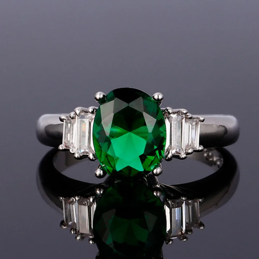 New Style Oval Emerald Ring 925 Sterling Silver Jewelry For Women Birthday Anniversary Party Gift Size 6,7,8,9,10 Wholesale