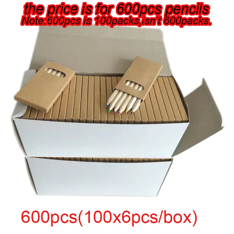 30/60/300/600/1200pcs(6pcs/pack) Mini Colored Pencil Kawaii Kids Small Draw Pen Cute Wooden Pencil Set For School Supplies Gift