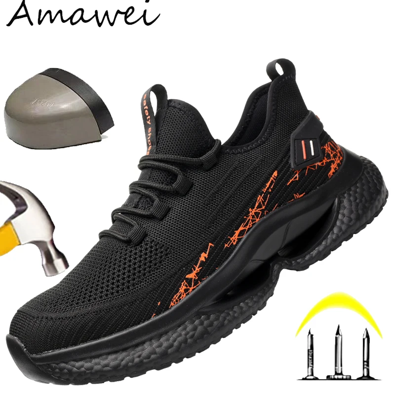 Lightweight Work Safety Shoes For Man Breathable Sports Safety Shoes Work Boots Anti-Smashing Anti-iercing Industrial Shoes