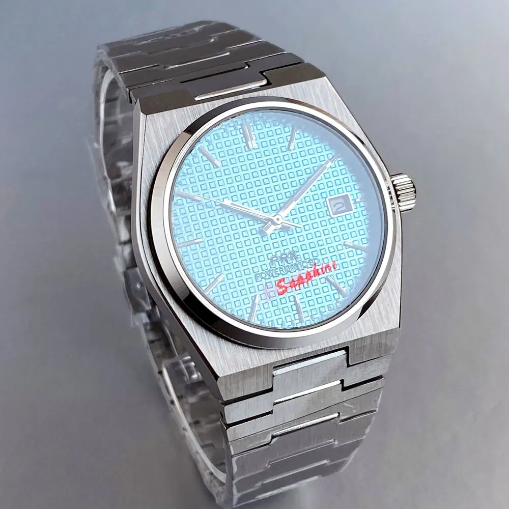 Tandorio New 40mm Classics ice Blue Texture PRX Sapphire Stainless Steel 10ATM Luxury Dress NH35A Automatic Watches For Men