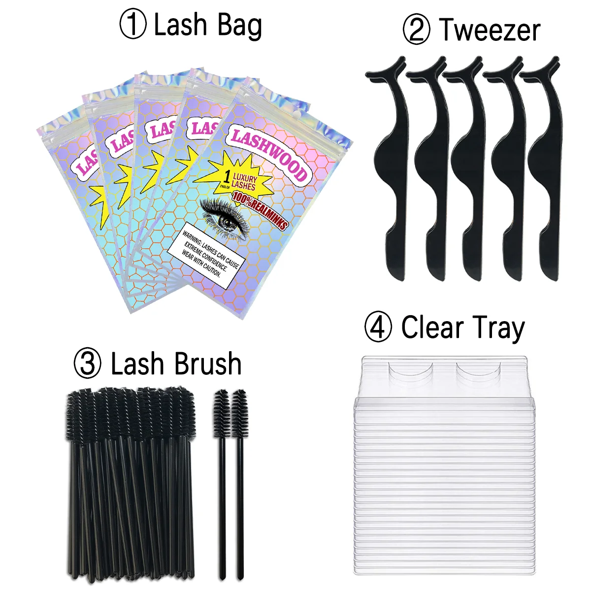 Lashwood Tasche Paket Sets Zip-Lock Lash Verpackung Resealable Wimpern Fall Beutel Kosmetik Box Für Reise Salon Individuelles Logo