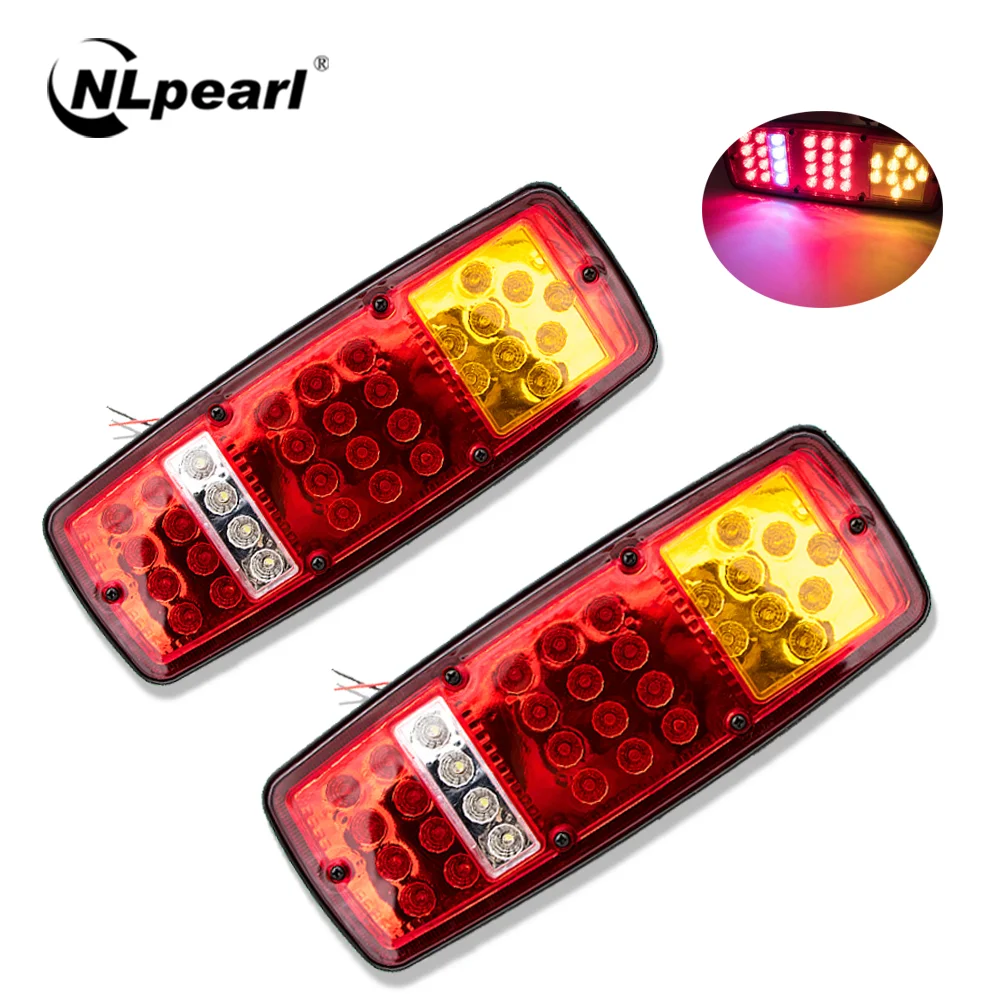 NLpearl 2x Durable Waterproof LED Tail Light for Truck Trailer ATV Caravan Rear Brake Light Stop Reverse Lamp Car Light Assembly