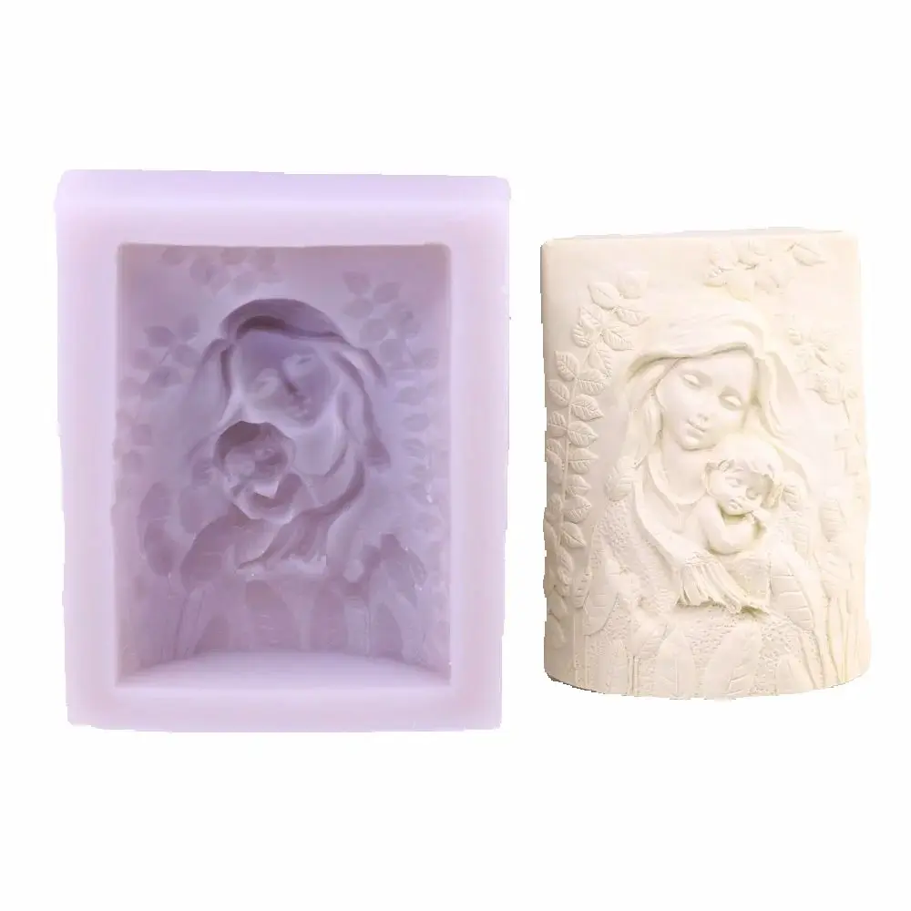 Mother Love Silicone Mould Relief Mother Child Leaf Candy Sugarcraft Chocolates Cake Decoration Mold DIY Resin Gypsum Wax Soap