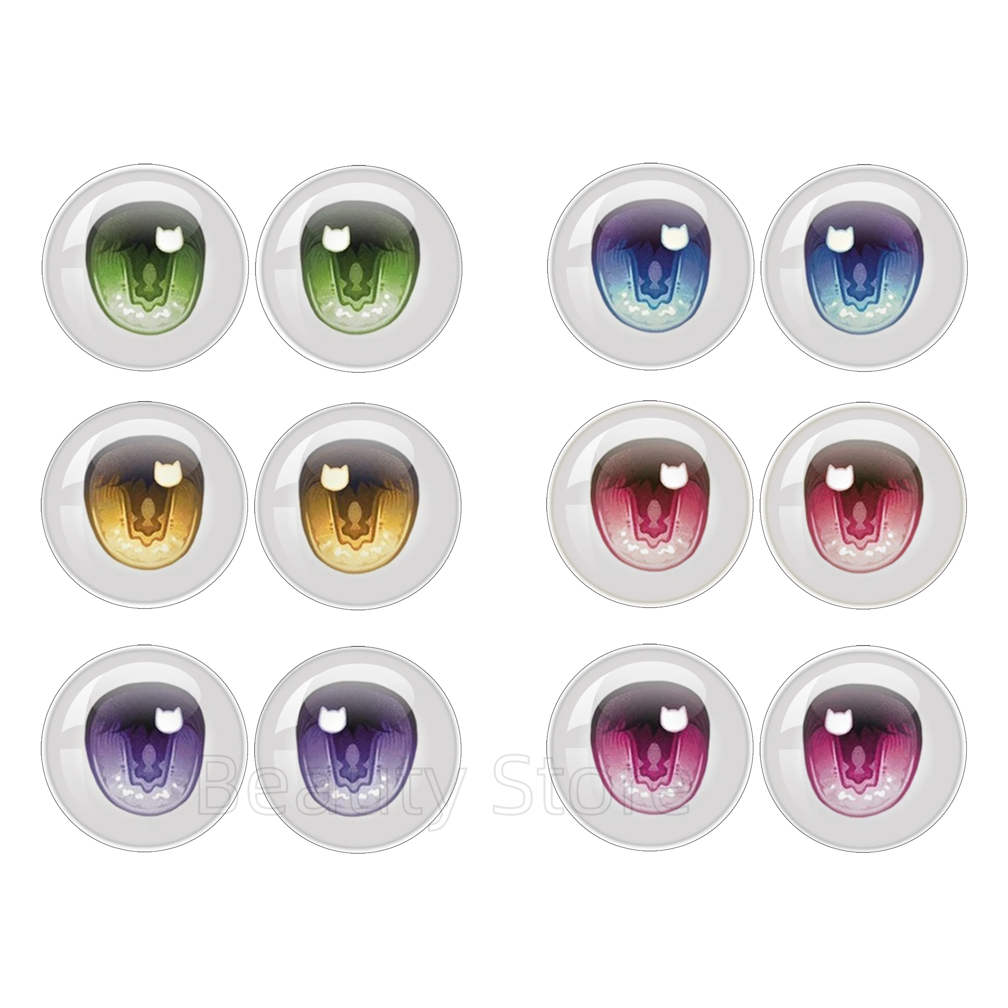 10MM-40MM Glass Round Eye Chips Part16 Accessory Round Cabochon Handmade Girl Toy Drop Glue Eye Pupil DIY Blyth BJD Doll Gift
