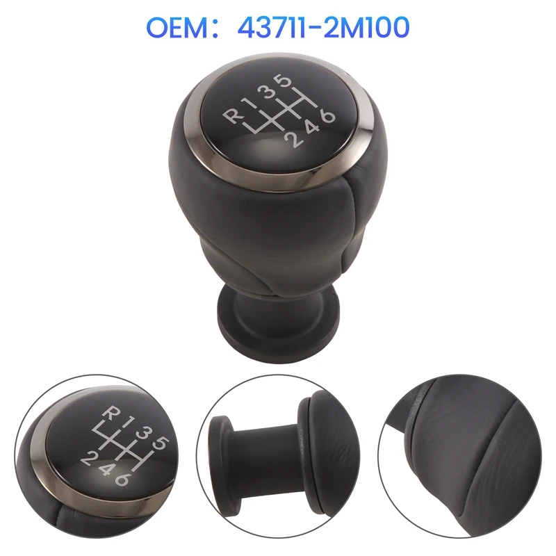 43711-2M100 Car 6-Speed MT Gear Shift Knob For Hyundai Genesis Coupe 2009-2011 437112M1009P Parts Accessories 1 Piece