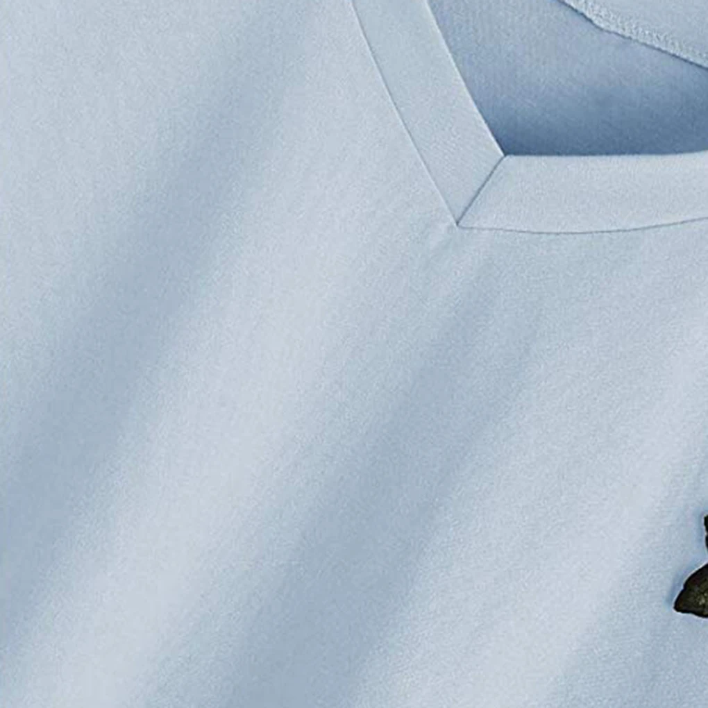 Femmes Sexy col en v brodé Rose T-Shirt court haut pour femme filles Blouse