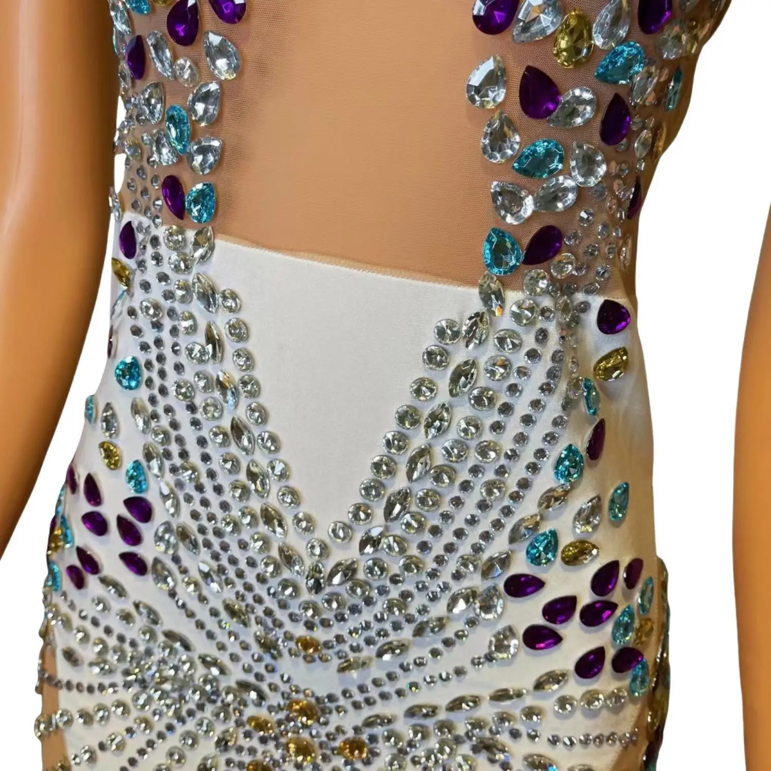 Sexy See Through Short Prom Dresses Luxury Beaded Crystals Silver African Women Backless White Cocktail Gown for Party Niayou