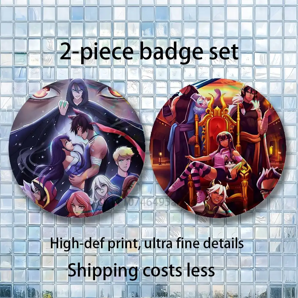 A-Aphmau Brooches for Backpack Accessories 25,32,44,58,75mm Round Enamel Pins 2-piece set Cartoon Anime Badge